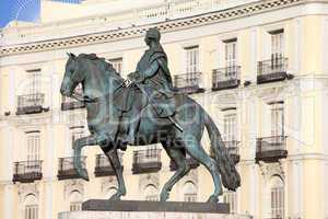 King Charles III Statue on Puerta del Sol