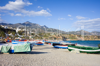 Fishing Boats on a Beach in Spain