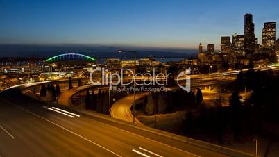 Seattle Sunset Interstate Traffic