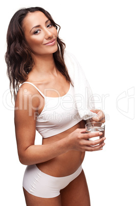 tan woman in white sportswear