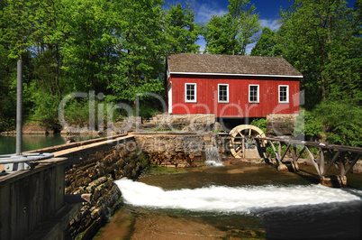 Historical building of Old water sawmill and small dam.