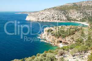Turquoise lagoon of Aegean Sea, Thassos island, Greece