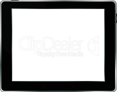 Black vector tablet pc with white screen. Object isolated of background