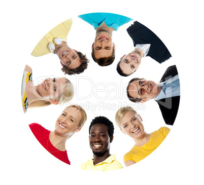 Circle shaped collage with diversified people