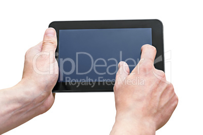 tablet pc in the hands of men