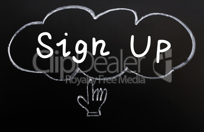 sign up with cloud and hand cursor