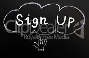 sign up with cloud and hand cursor