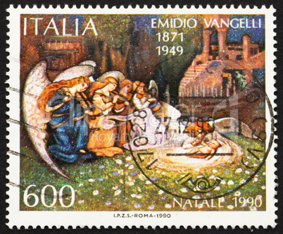 Postage stamp Italy 1990 shows Nativity by Emidio Vangelli