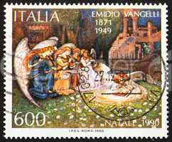 Postage stamp Italy 1990 shows Nativity by Emidio Vangelli