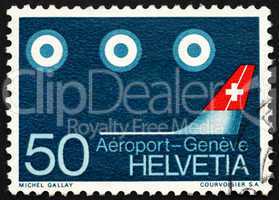 Postage stamp Switzerland 1968 Aircraft Tail and Satellites