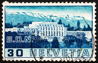 Postage stamp Switzerland 1938 Palace of League of Nations, Gene