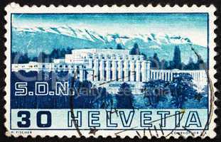 Postage stamp Switzerland 1938 Palace of League of Nations, Gene