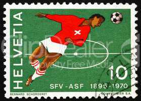 Postage stamp Switzerland 1970 Swiss Soccer Player