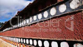 Tibetan wall in a lamasery