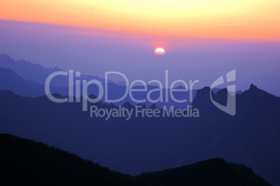 Landscape of sunrise on the top of mountains