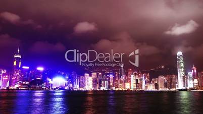 Hong Kong skyline at night. time lapse