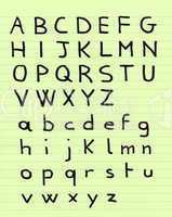 Handwritten alphabet letters