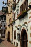 France, Alsace, picturesque old house in Eguisheim