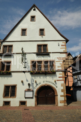 France, Alsace, picturesque old house in Eguisheim