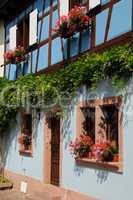 France, Alsace, picturesque old house in Eguisheim