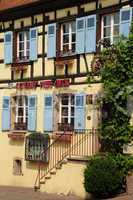 France, Alsace, picturesque old house in Eguisheim