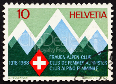 Postage stamp Switzerland 1968 Mountains and Emblem