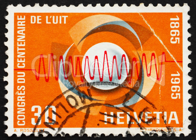 Postage stamp Switzerland 1965 Symbol of Communications and Wave