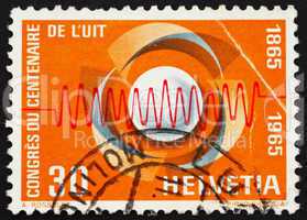 Postage stamp Switzerland 1965 Symbol of Communications and Wave