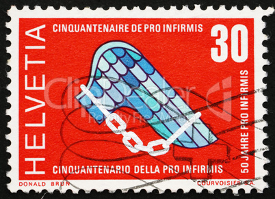 Postage stamp Switzerland 1970 Pro Infirmis Emblem, Help Disable