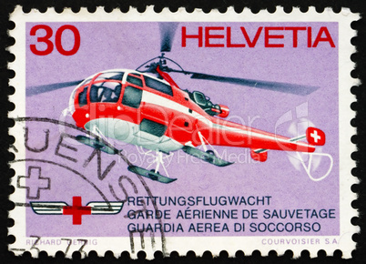 Postage stamp Switzerland 1972 Red Cross Rescue Helicopter