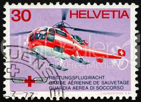 Postage stamp Switzerland 1972 Red Cross Rescue Helicopter