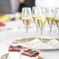 Champagne toast glasses for meeting participants