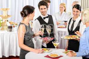 Catering service at company event offer food