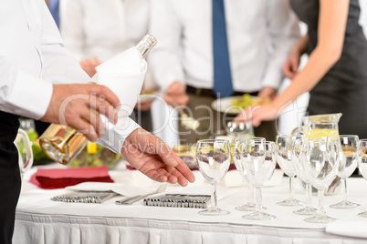Business buffet lunch caterer serve wine appetizer