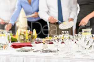 Business catering service people at meeting