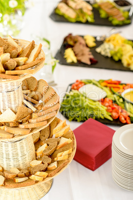 Bread selection catering buffet served food
