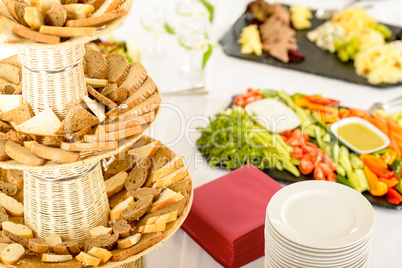 Catering buffet served food on banquet table