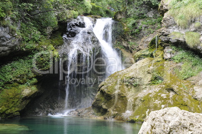 Wasserfall im Vintgar Canyon, Slowenien