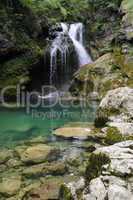 Wasserfall im Vintgar Canyon, Slowenien