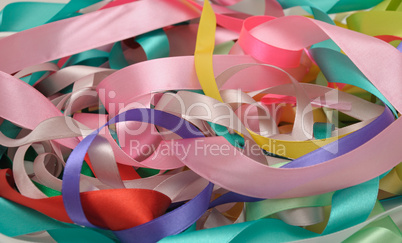 Multi-colored satin ribbons