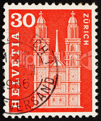 Postage stamp Switzerland 1960 Grossmunster Church, Zurich