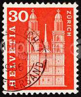 Postage stamp Switzerland 1960 Grossmunster Church, Zurich