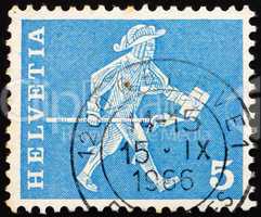 Postage stamp Switzerland 1960 Messenger, Fribourg