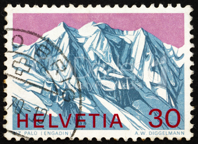 Postage stamp Switzerland 1970 View of Piz Palu, Grisons, Swiss