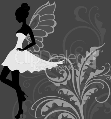 Silhouette of beautiful fairy