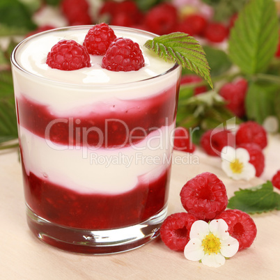 Joghurt mit Himbeeren