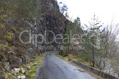 run-down road in rural landscape