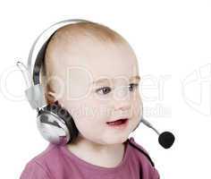 young child with headset