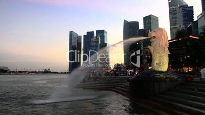 Singapore downtown panorama at sunset