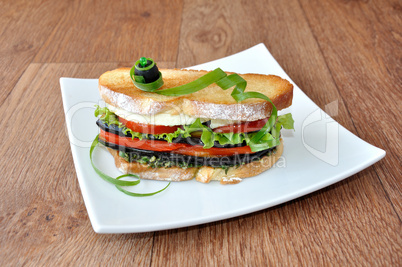 Sandwich with eggplant, tomatoes